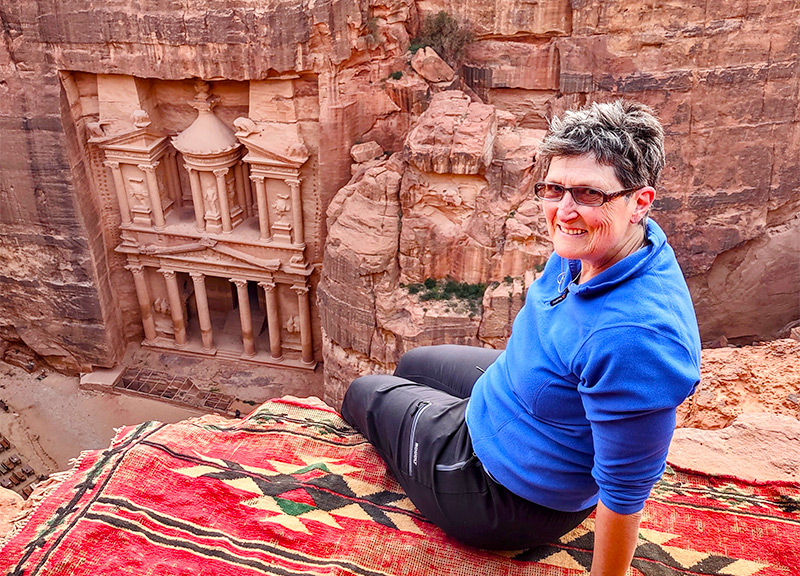 Sitabai Betts, Pilgrimage Host, at Al Khazneh, Petra, Jordan